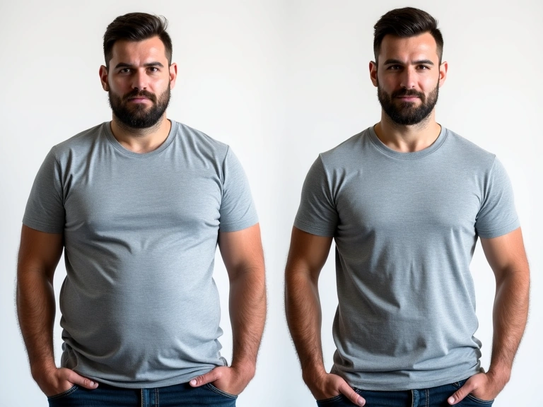 Άνδρας πριν και μετά - απώλεια βάρους