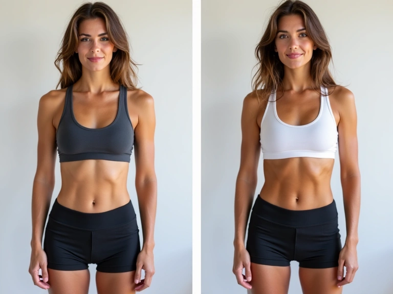 Γυναίκα πριν και μετά - βελτίωση σύστασης σώματος