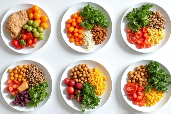 Διαφορετικά είδη υγιεινών τροφών σε πιάτα