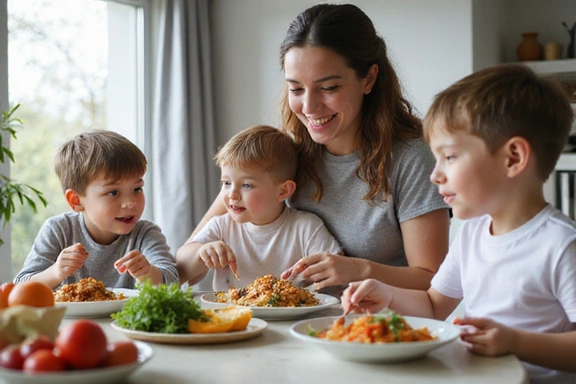 Οικογένεια που απολαμβάνει υγιεινό γεύμα